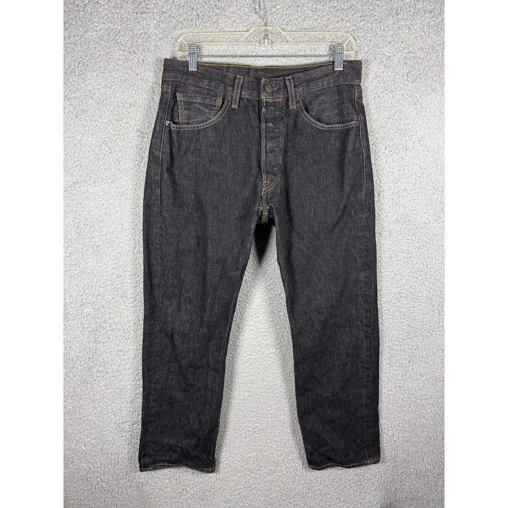 Levis 501 Original Fit Mens Black Straight Leg Button Fly Jeans 31x27